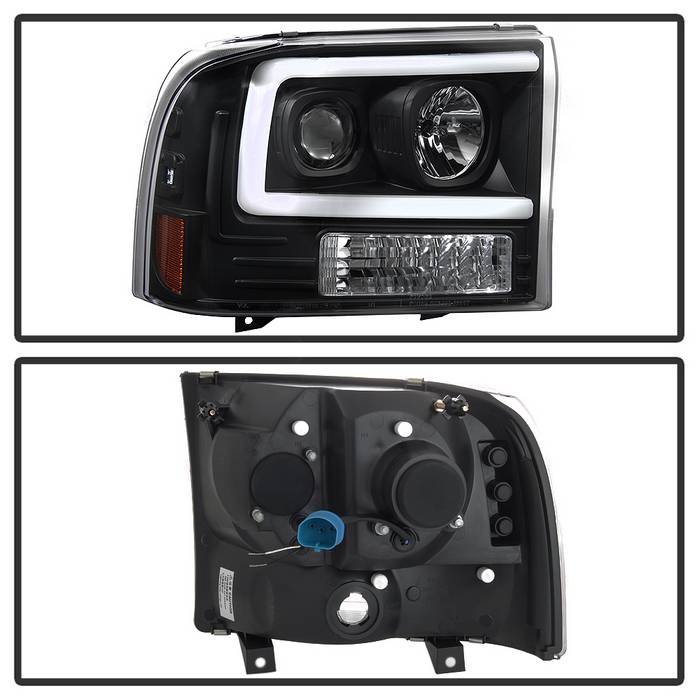 Ford F250 Super Duty 99-04 / Ford Excursion 00-04 1PC Light Bar Projector Headlights – Black