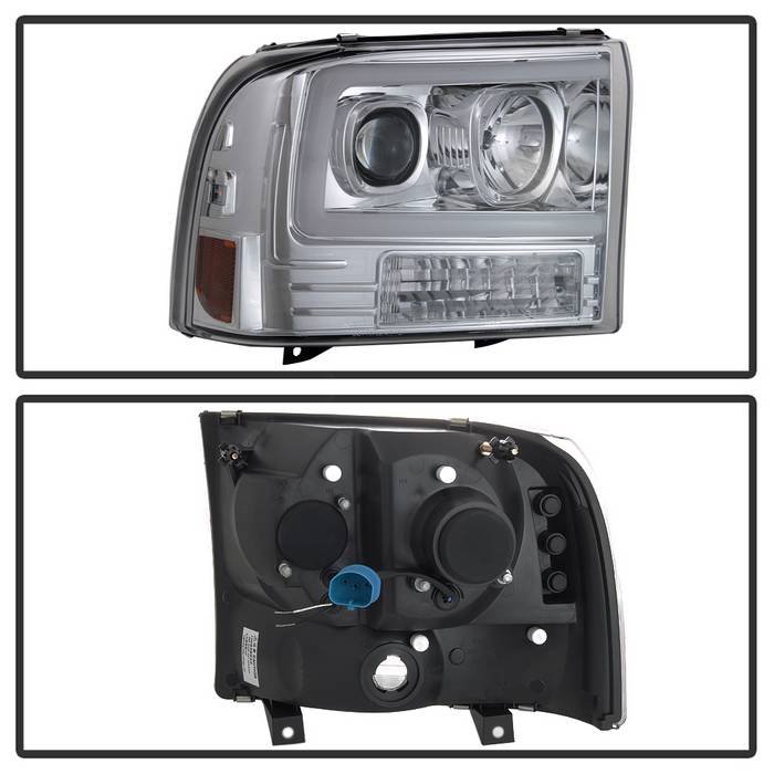 Ford F250 Super Duty 99-04 / Ford Excursion 00-04 1PC Light Bar Projector Headlights – Chrome
