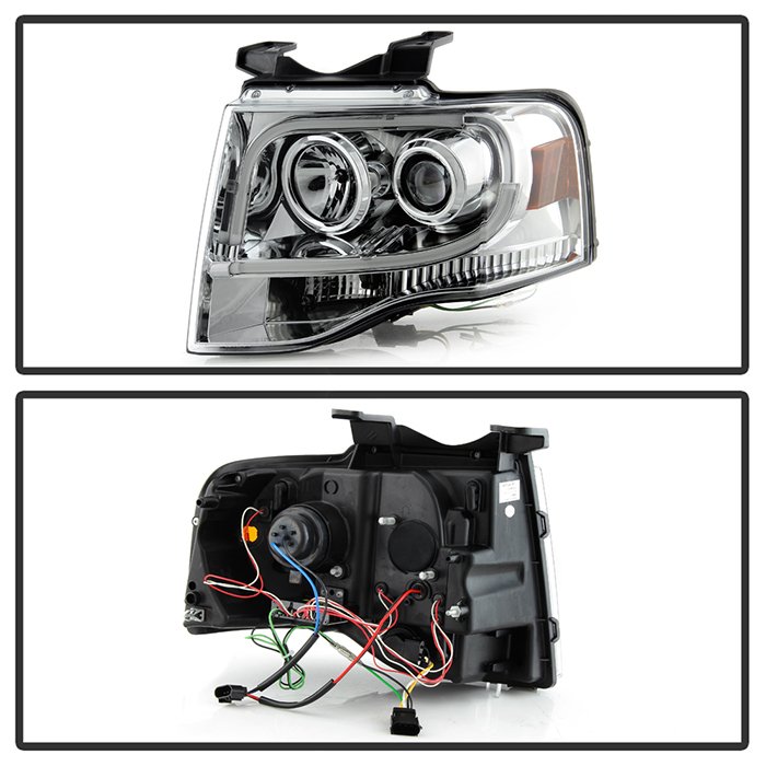 Ford Expedition 07-13 Projector Headlights – Light Tube DRL – Chrome – High H1