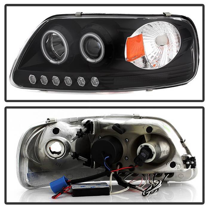 Ford F150 97-03 / Expedition 97-02 1PC Projector Headlights – ( Will Not Fit Manufacture Date Before 6/1997 ) – CCFL Halo – LED ( Replaceable LEDs )