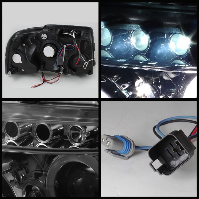 Ford Expedition 03-06 Projector Headlights – LED Halo – LED ( Replaceable LEDs ) – Smoke – High 9005