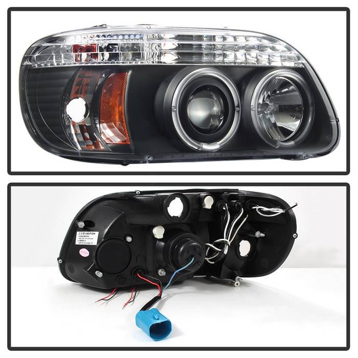 Ford Explorer 95-01 1PC Projector Headlights – LED Halo – Black – High H1 (Included) – Low H1