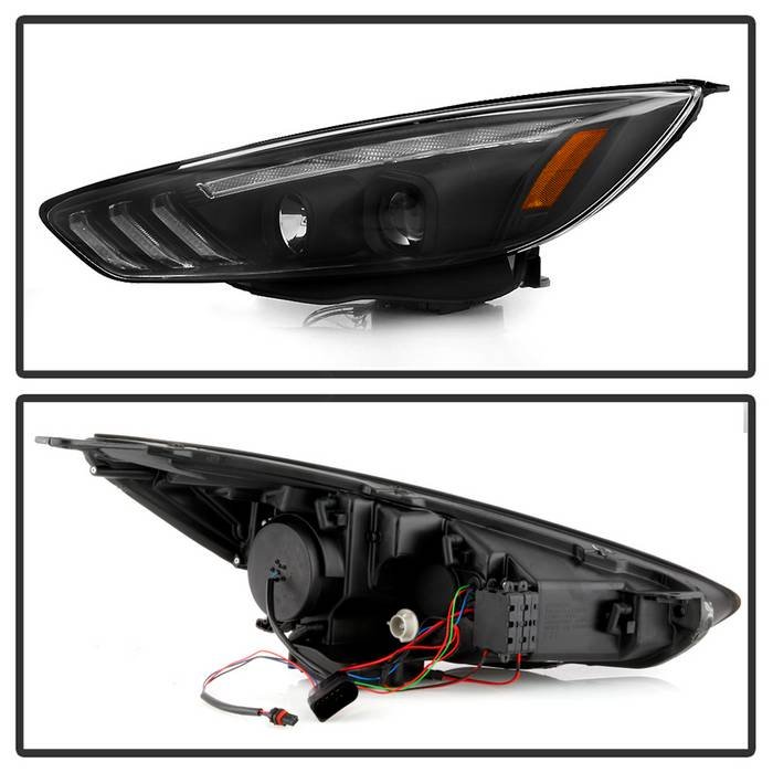 Ford Focus 15-18 Projector Headlights – Sequential Turn Signal Light Bar – Low Beam-H7(Included) ; High Beam-H1