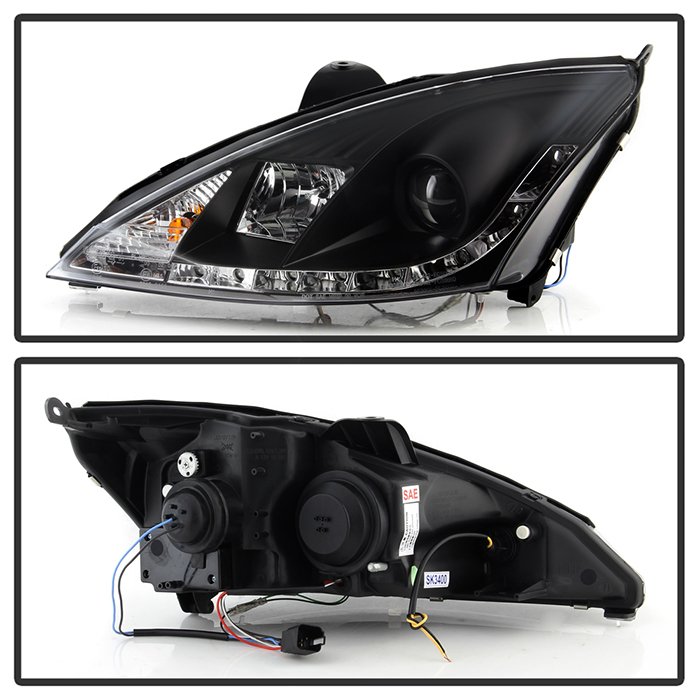 Ford Focus 00-04 Projector Headlights – ( Do Not Fit SVT Model ) – DRL – Black – High H1