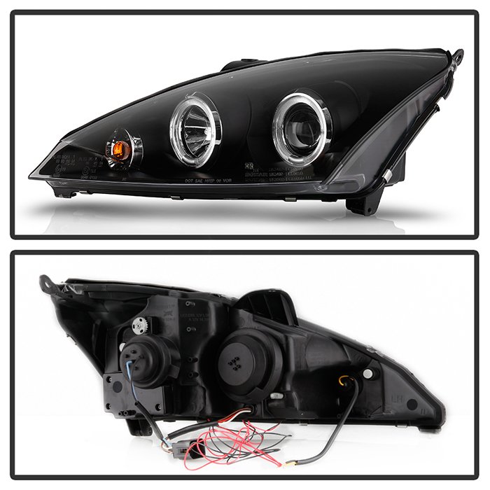 Ford Focus 00-04 Projector Headlights – ( Do Not Fit SVT Model ) – LED Halo – Black – High H1
